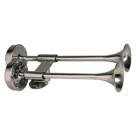 SCHMITT & ONGARO MARINE Ongaro Deluxe All-Stainless Shorty Dual Trumpet Horn - 12V 10012